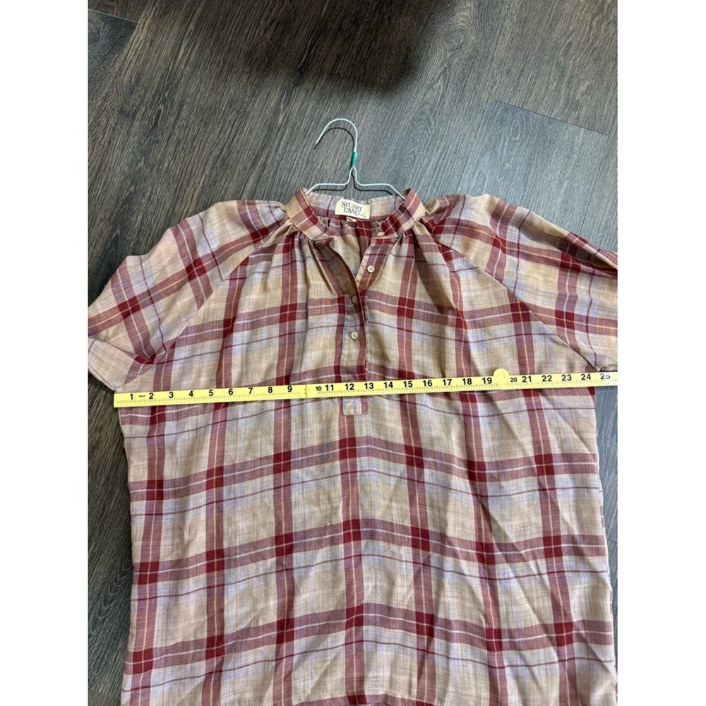 Vintage Stuart Lang Women Plaid Popover Top 12 Long Sleeve Cottagecore Prairie - Picture 6 of 9